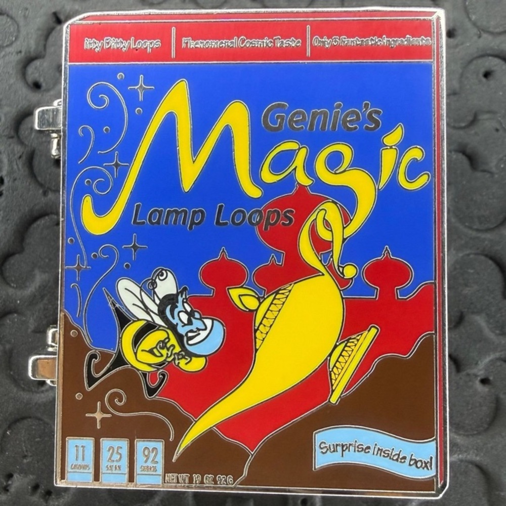 Disney parks cereal boxes genie’s magic lamp loops LE 4000 trading pin